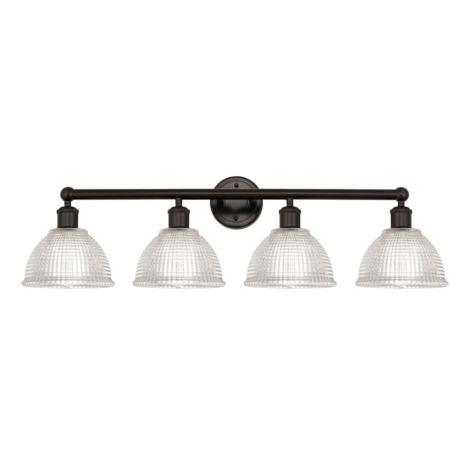 Innovations Arietta 35in 4-Light Bath Vanity Light | Industrial Oil Rubbed Bronze Steel and Clear Glass | Bathroom Vanity & Powder | Model 616-4W-OB-G422