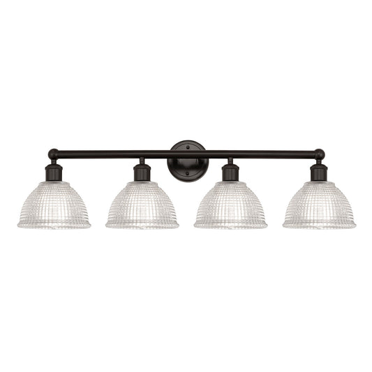 Innovations Arietta 35in 4-Light Bath Vanity Light | Industrial Oil Rubbed Bronze Steel and Clear Glass | Bathroom Vanity & Powder | Model 616-4W-OB-G422