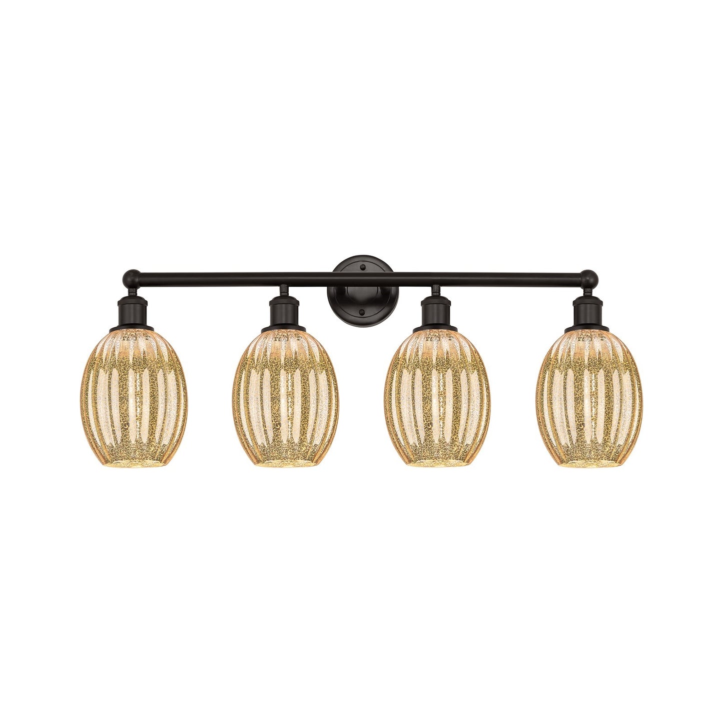 Innovations Preston Bulb 33in 4-Light Bath Vanity | Industrial Oil Rubbed Bronze Steel and Mercury Glass | Bathroom Vanity & | Model 616-4W-OB-G459-6ME