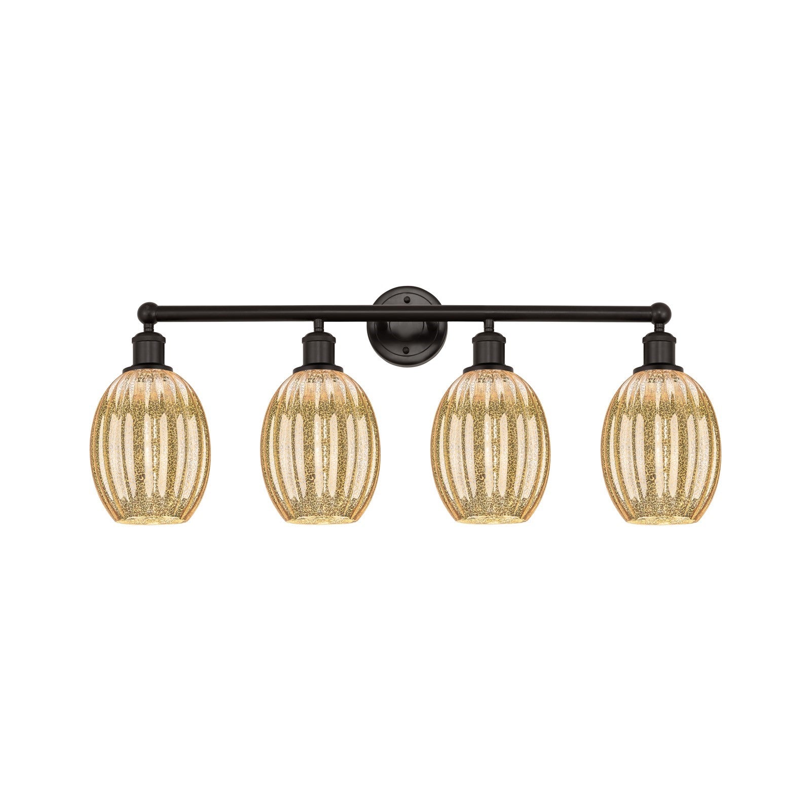 Innovations Preston Bulb 33in 4-Light Bath Vanity | Industrial Oil Rubbed Bronze Steel and Mercury Glass | Bathroom Vanity & | Model 616-4W-OB-G459-6ME