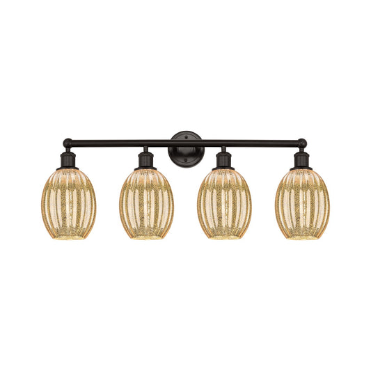 Innovations Preston Bulb 33in 4-Light Bath Vanity | Industrial Oil Rubbed Bronze Steel and Mercury Glass | Bathroom Vanity & | Model 616-4W-OB-G459-6ME