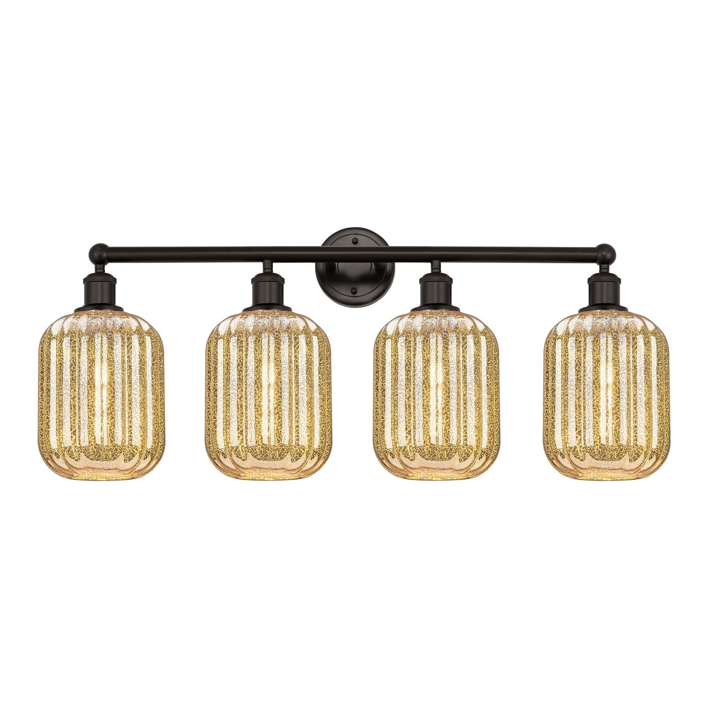 Innovations Preston Cylinder 34in 4-Light Bath Vanity Light | Industrial Oil Rubbed Bronze and Mercury Glass | Bathroom Vanity | Model 616-4W-OB-G460-7ME