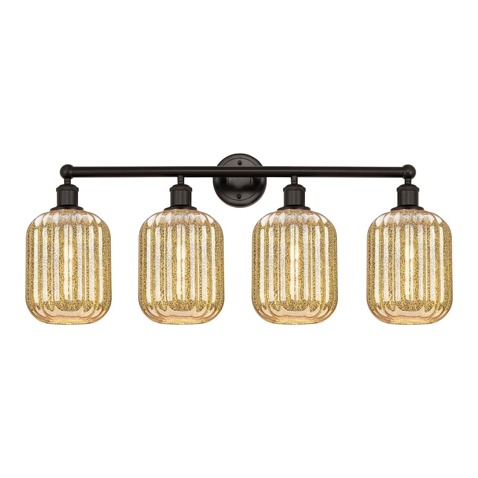 Innovations Preston Cylinder 34in 4-Light Bath Vanity Light | Industrial Oil Rubbed Bronze and Mercury Glass | Bathroom Vanity | Model 616-4W-OB-G460-7ME