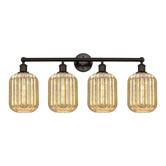 Innovations Preston Cylinder 34in 4-Light Bath Vanity Light | Industrial Oil Rubbed Bronze and Mercury Glass | Bathroom Vanity | Model 616-4W-OB-G460-7ME
