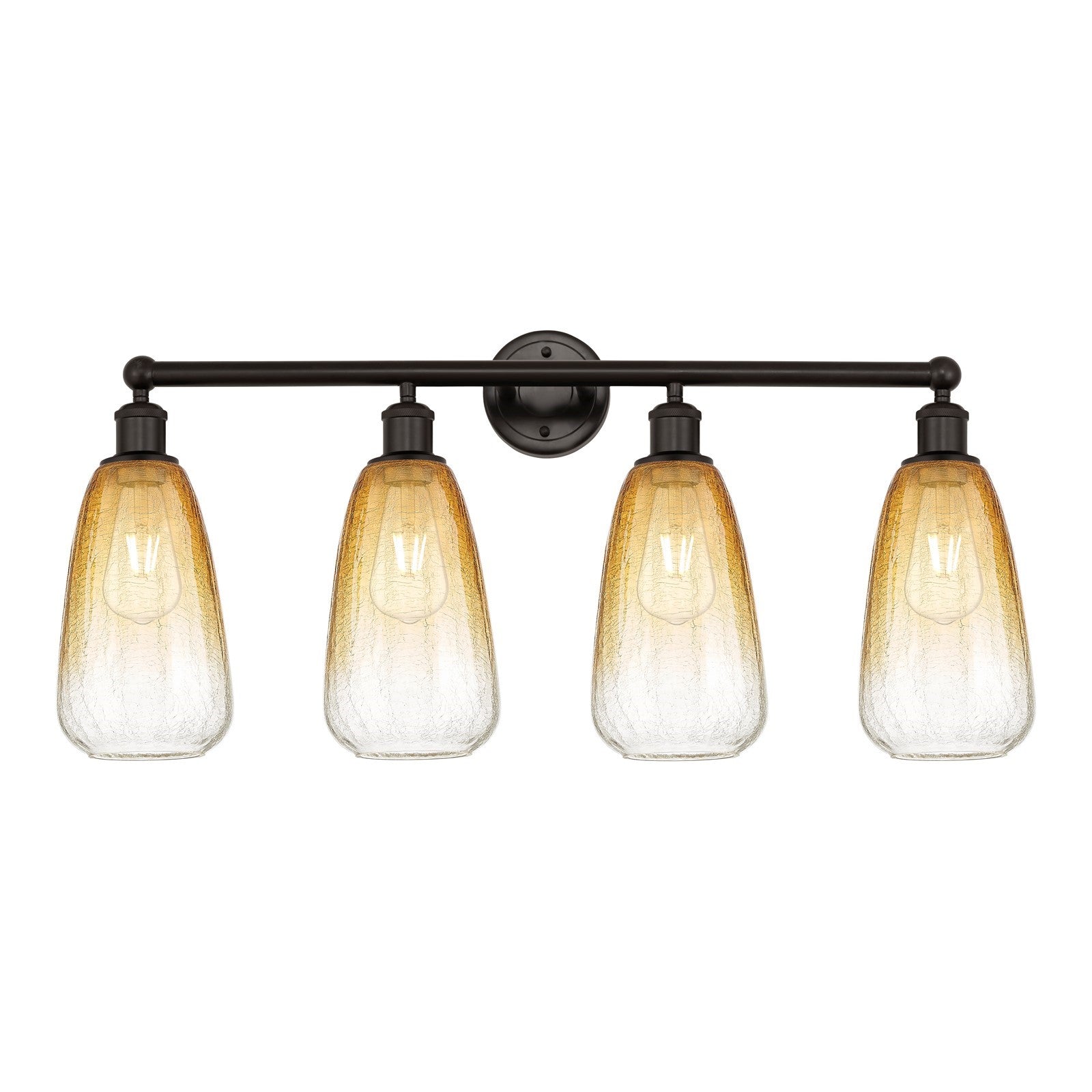 Innovations Brookhaven Almond 33in 4-Light Bath Vanity | Industrial Oil Rubbed Bronze Steel and Amber Glass | Bathroom & Powder | Model 616-4W-OB-G480-6AM