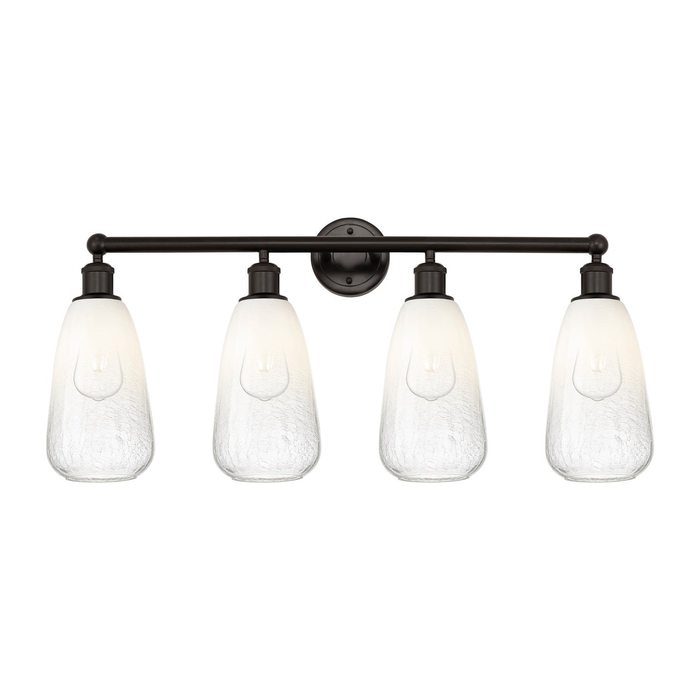 Innovations Brookhaven Almond 33in 4-Light Bath Vanity Light | Industrial Oil Rubbed Bronze and Opal Glass | Bathroom Vanity | Model 616-4W-OB-G480-6OP