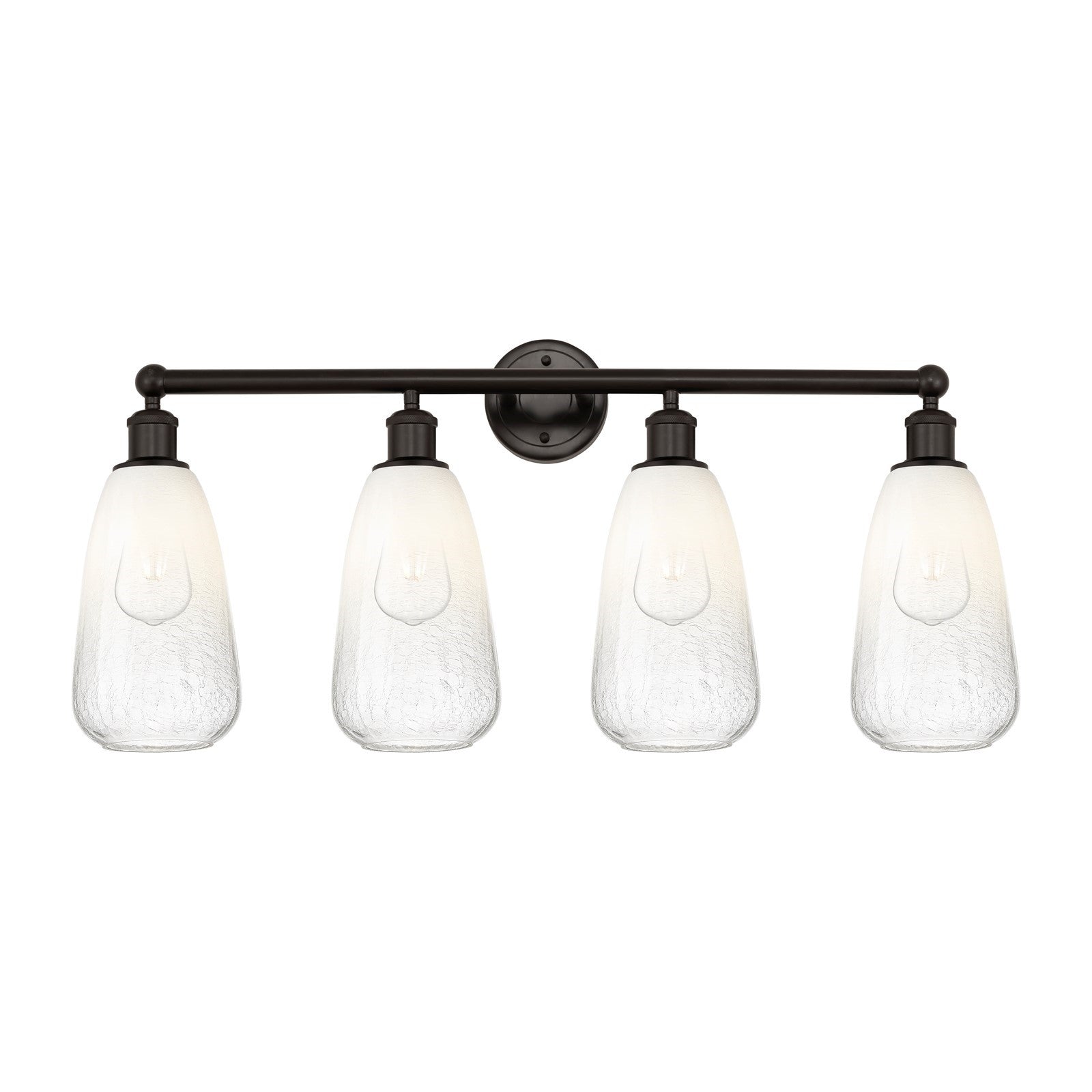 Innovations Brookhaven Almond 33in 4-Light Bath Vanity Light | Industrial Oil Rubbed Bronze and Opal Glass | Bathroom Vanity | Model 616-4W-OB-G480-6OP