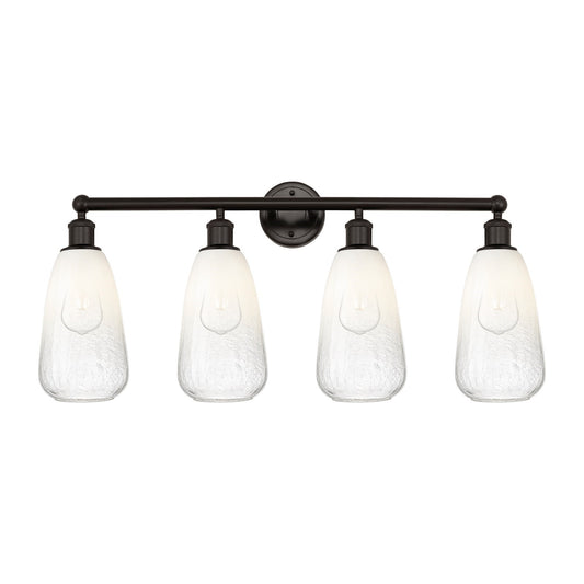 Innovations Brookhaven Almond 33in 4-Light Bath Vanity Light | Industrial Oil Rubbed Bronze and Opal Glass | Bathroom Vanity | Model 616-4W-OB-G480-6OP