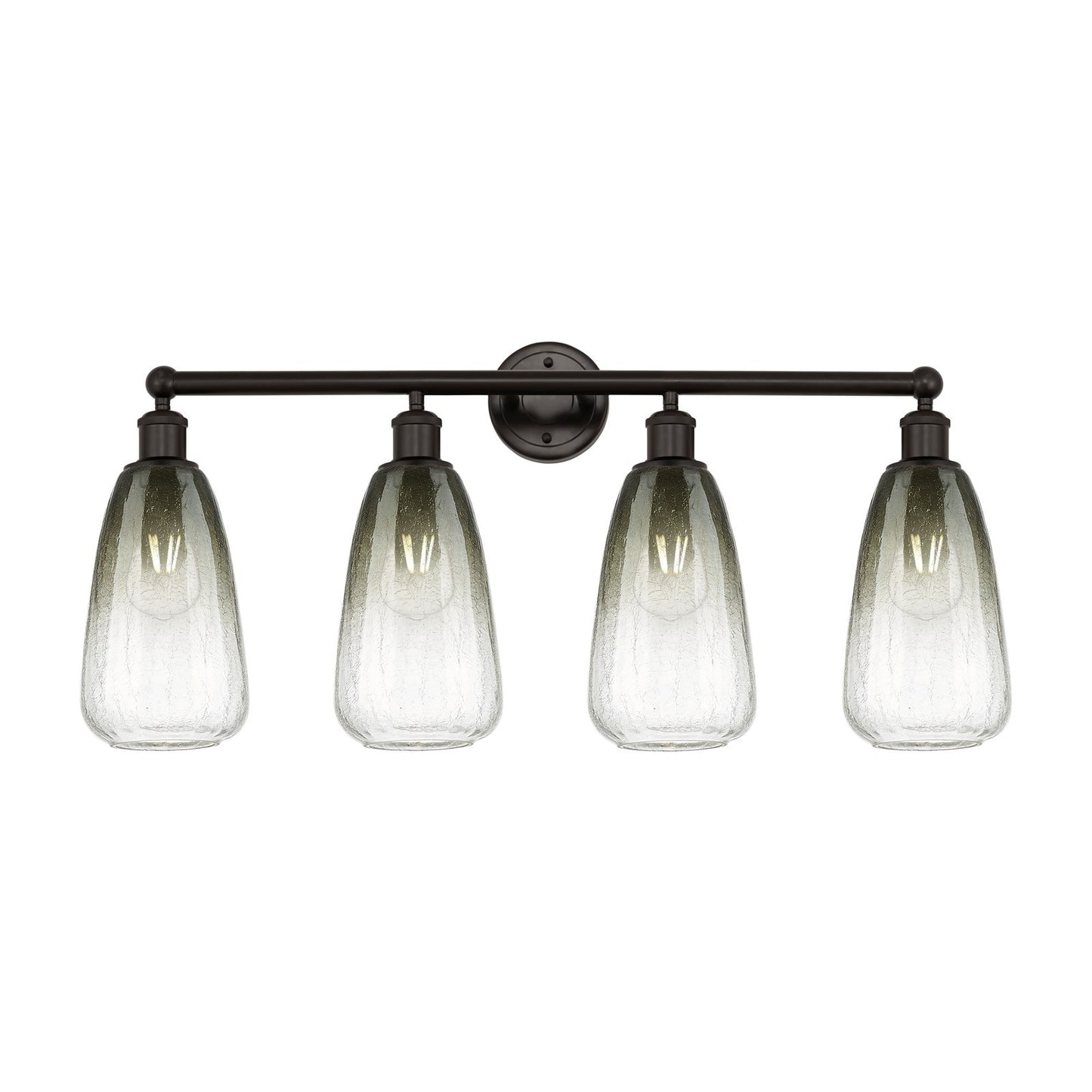 Innovations Brookhaven Almond 33in 4-Light Bath Vanity Light | Industrial Oil Rubbed Bronze and Slate Glass | Damp Rated | Model 616-4W-OB-G480-6SL