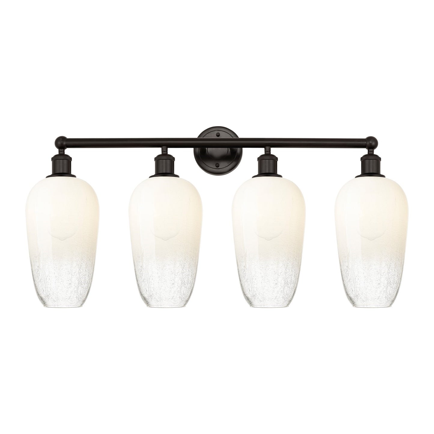 Innovations Brookhaven Flute 34in 4-Light Bath Vanity Light | Industrial Oil Rubbed Bronze Steel and Opal Glass | Bathroom | Model 616-4W-OB-G484-7OP