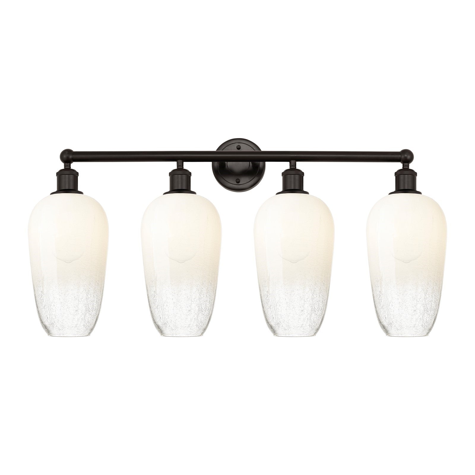 Innovations Brookhaven Flute 34in 4-Light Bath Vanity Light | Industrial Oil Rubbed Bronze Steel and Opal Glass | Bathroom | Model 616-4W-OB-G484-7OP