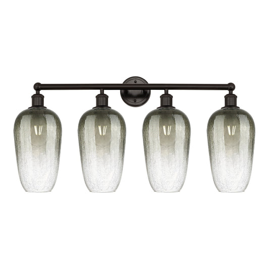 Innovations Brookhaven Flute 34in 4-Light Bath Vanity Light | Industrial Oil Rubbed Bronze Steel and Slate Glass | Bathroom | Model 616-4W-OB-G484-7SL