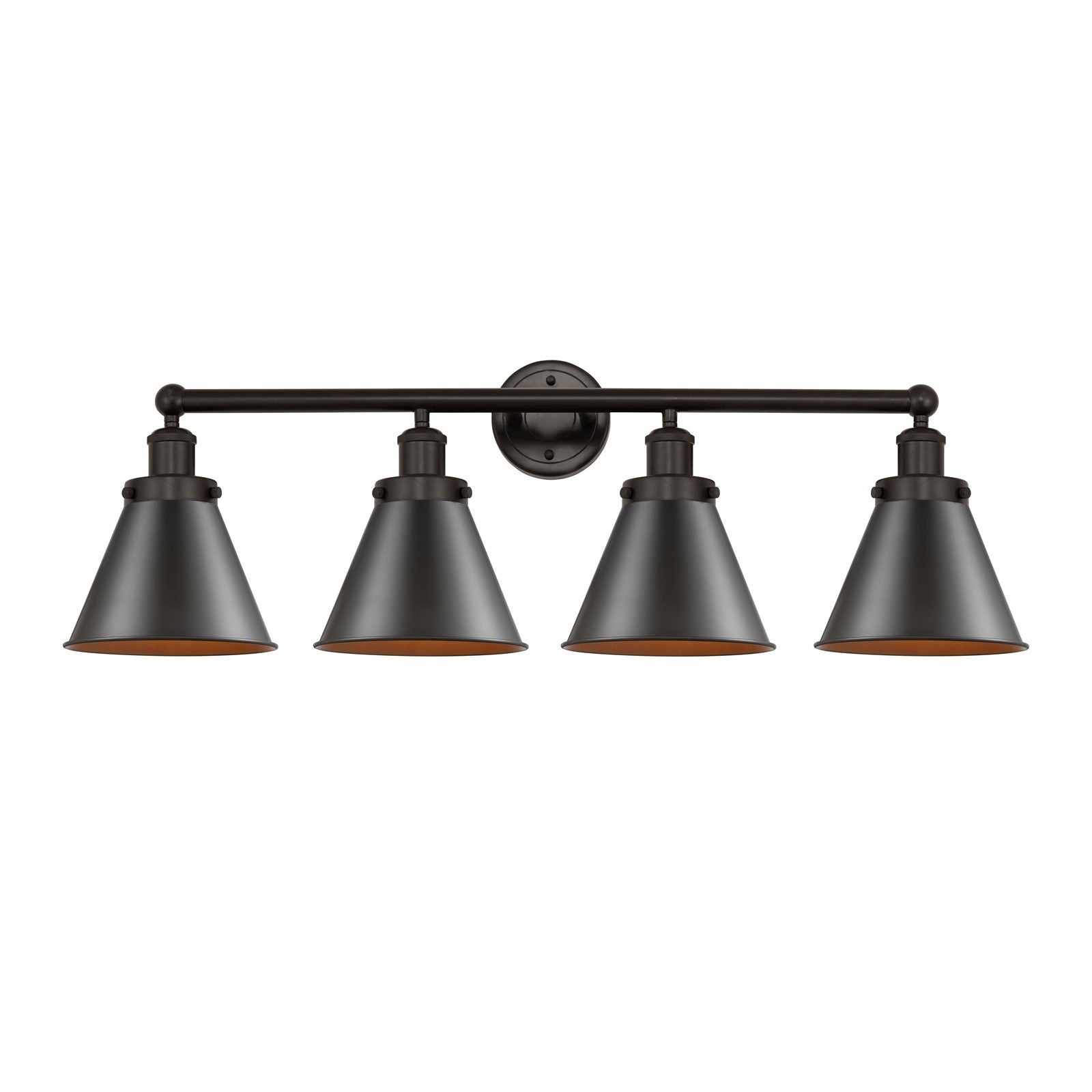 Innovations Appalachian 35in 4-Light Bath Vanity | Industrial Oil Rubbed Bronze Steel and Cast Brass with Oil Rubbed Bronze Metal | Model 616-4W-OB-M13-OB