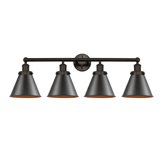 Innovations Appalachian 35in 4-Light Bath Vanity | Industrial Oil Rubbed Bronze Steel and Cast Brass with Oil Rubbed Bronze Metal | Model 616-4W-OB-M13-OB