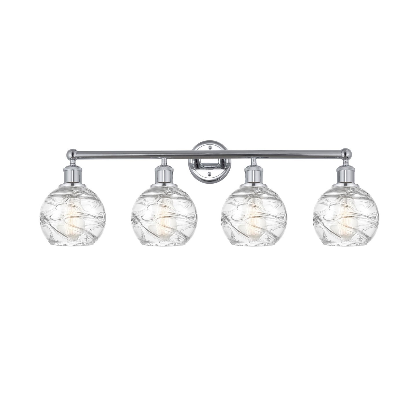 Innovations Athens Deco Swirl 33in 4-Light Bath Vanity Light | Industrial Polished Chrome and Clear Deco Swirl Glass | Model 616-4W-PC-G1213-6CL