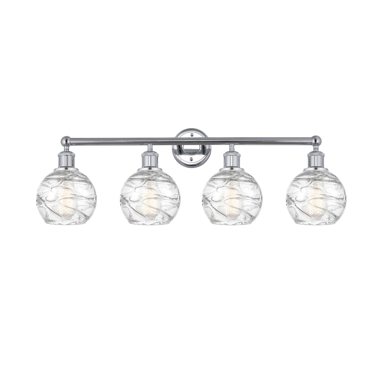 Innovations Athens Deco Swirl 33in 4-Light Bath Vanity Light | Industrial Polished Chrome and Clear Deco Swirl Glass | Model 616-4W-PC-G1213-6CL