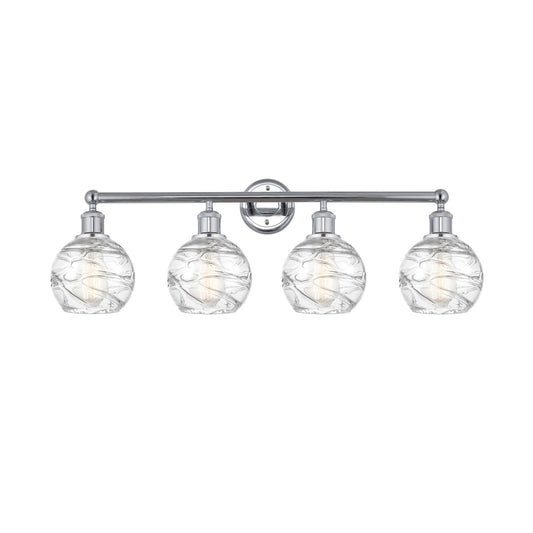 Innovations Athens Deco Swirl 33in 4-Light Bath Vanity Light | Industrial Polished Chrome and Clear Deco Swirl Glass | Model 616-4W-PC-G1213-6CL