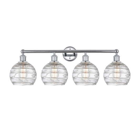 Innovations Athens Deco Swirl 35in 4-Light Bath Vanity Light | Industrial Polished Chrome and Clear Deco Swirl Glass | Model 616-4W-PC-G1213-8CL