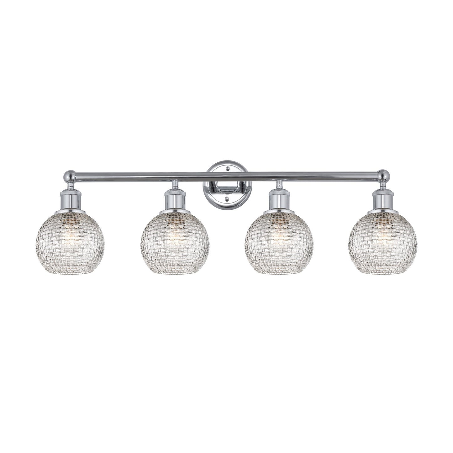 Innovations Athens 33in 4-Light Bath Vanity Light | Modern Farmhouse Polished Chrome and Clear Basket Weave Glass | Bathroom | Model 616-4W-PC-G122C-6CL