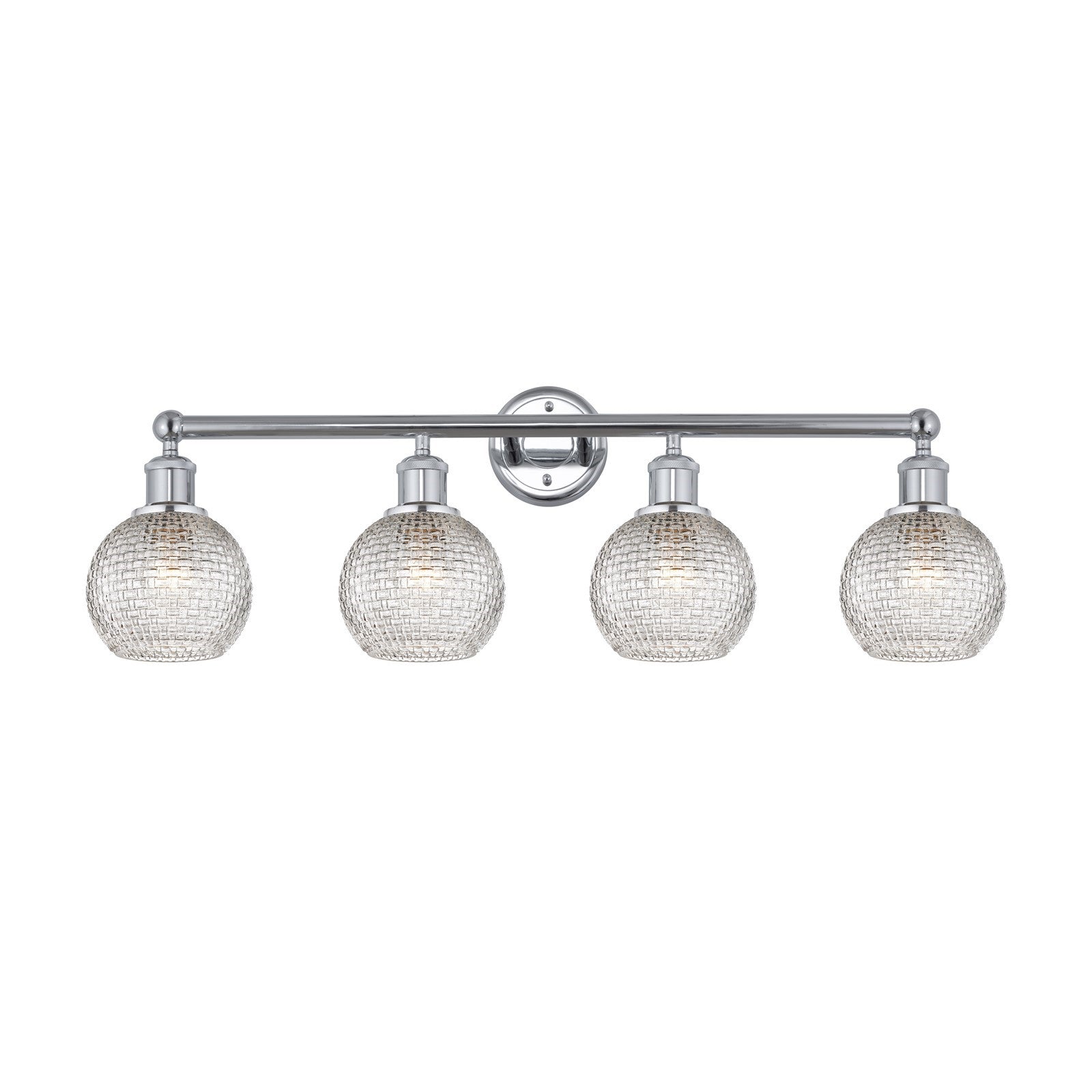 Innovations Athens 33in 4-Light Bath Vanity Light | Modern Farmhouse Polished Chrome and Clear Basket Weave Glass | Bathroom | Model 616-4W-PC-G122C-6CL