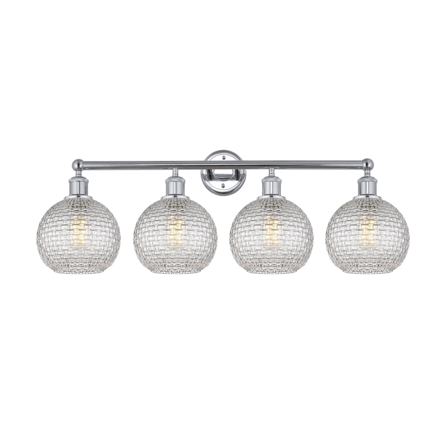 Innovations Athens 35in 4-Light Bath Vanity | Modern Farmhouse Polished Chrome and Clear Basket Weave Glass | Bathroom Vanity | Model 616-4W-PC-G122C-8CL