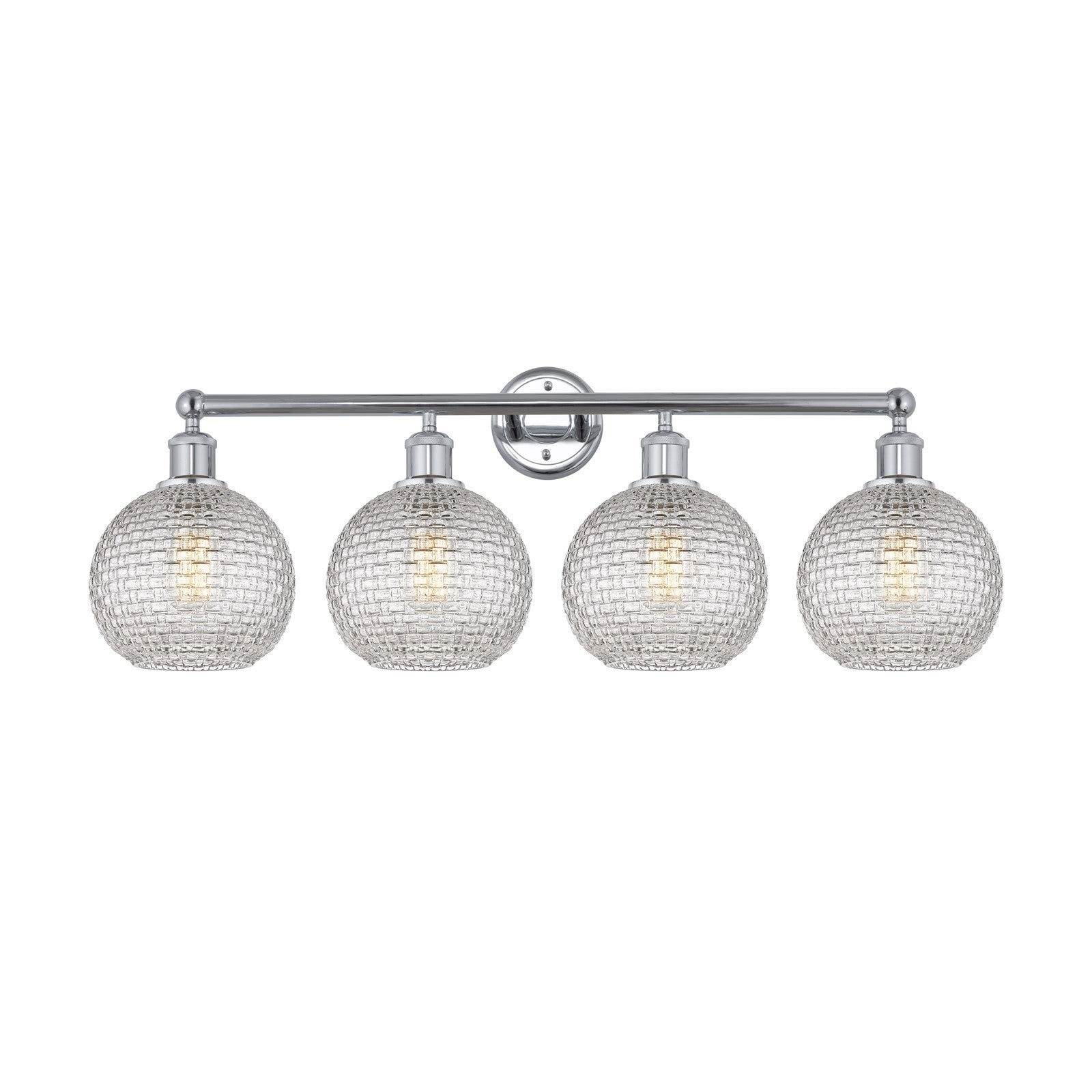 Innovations Athens 35in 4-Light Bath Vanity | Modern Farmhouse Polished Chrome and Clear Basket Weave Glass | Bathroom Vanity | Model 616-4W-PC-G122C-8CL