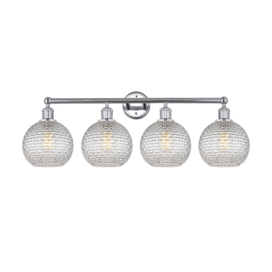 Innovations Athens 35in 4-Light Bath Vanity | Modern Farmhouse Polished Chrome and Clear Basket Weave Glass | Bathroom Vanity | Model 616-4W-PC-G122C-8CL