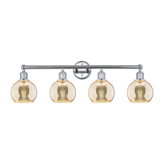 Innovations Athens 33in 4-Light Bath Vanity | Industrial Polished Chrome and Mercury Glass | Bathroom & Powder Room | 32.88 x | Model 616-4W-PC-G128-6