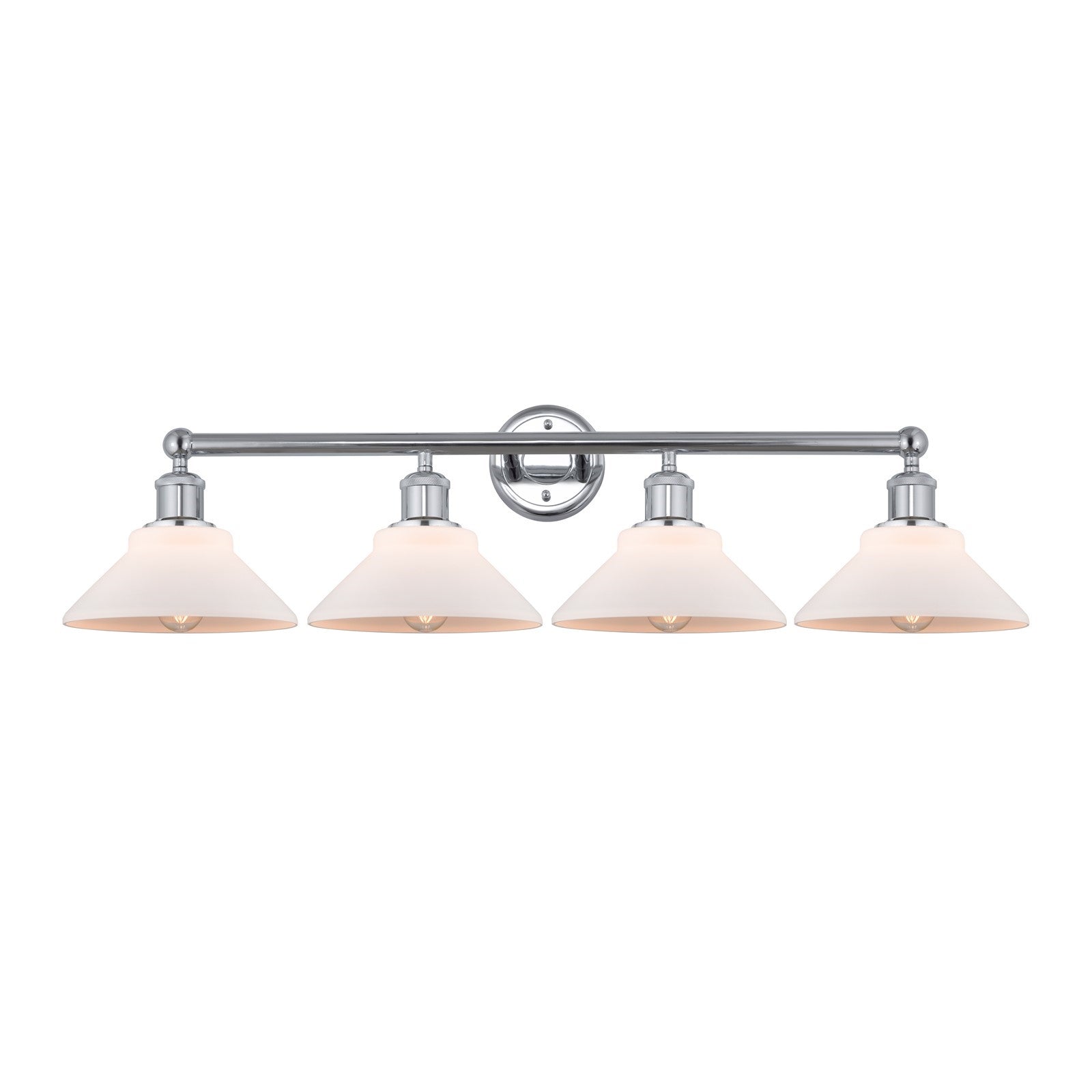 Innovations Orwell 35in 4-Light Bath Vanity Light | Industrial Polished Chrome and Matte White Glass | Bathroom Vanity | 35.38 x | Model 616-4W-PC-G131