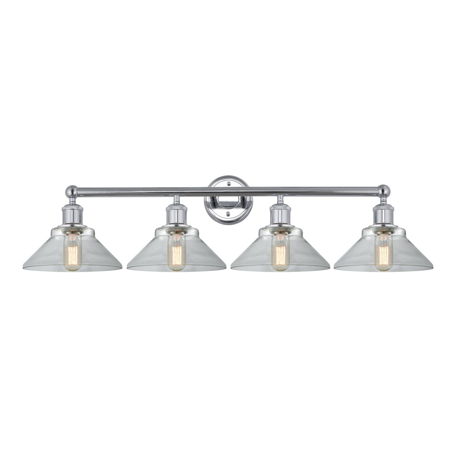 Innovations Orwell 35in 4-Light Bath Vanity Light | Industrial Polished Chrome Steel and Clear Glass | Bathroom Vanity & Powder | Model 616-4W-PC-G132