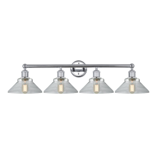 Innovations Orwell 35in 4-Light Bath Vanity Light | Industrial Polished Chrome Steel and Clear Glass | Bathroom Vanity & Powder | Model 616-4W-PC-G132
