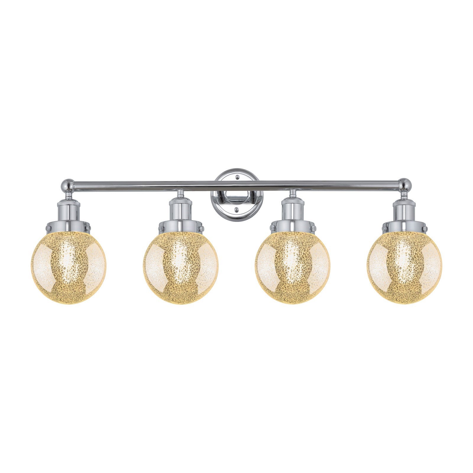 Innovations Beacon 33in 4-Light Bath Vanity Light | Art Nouveau Industrial Polished Chrome and Mercury Ribbed Glass | Bathroom | Model 616-4W-PC-G208-6