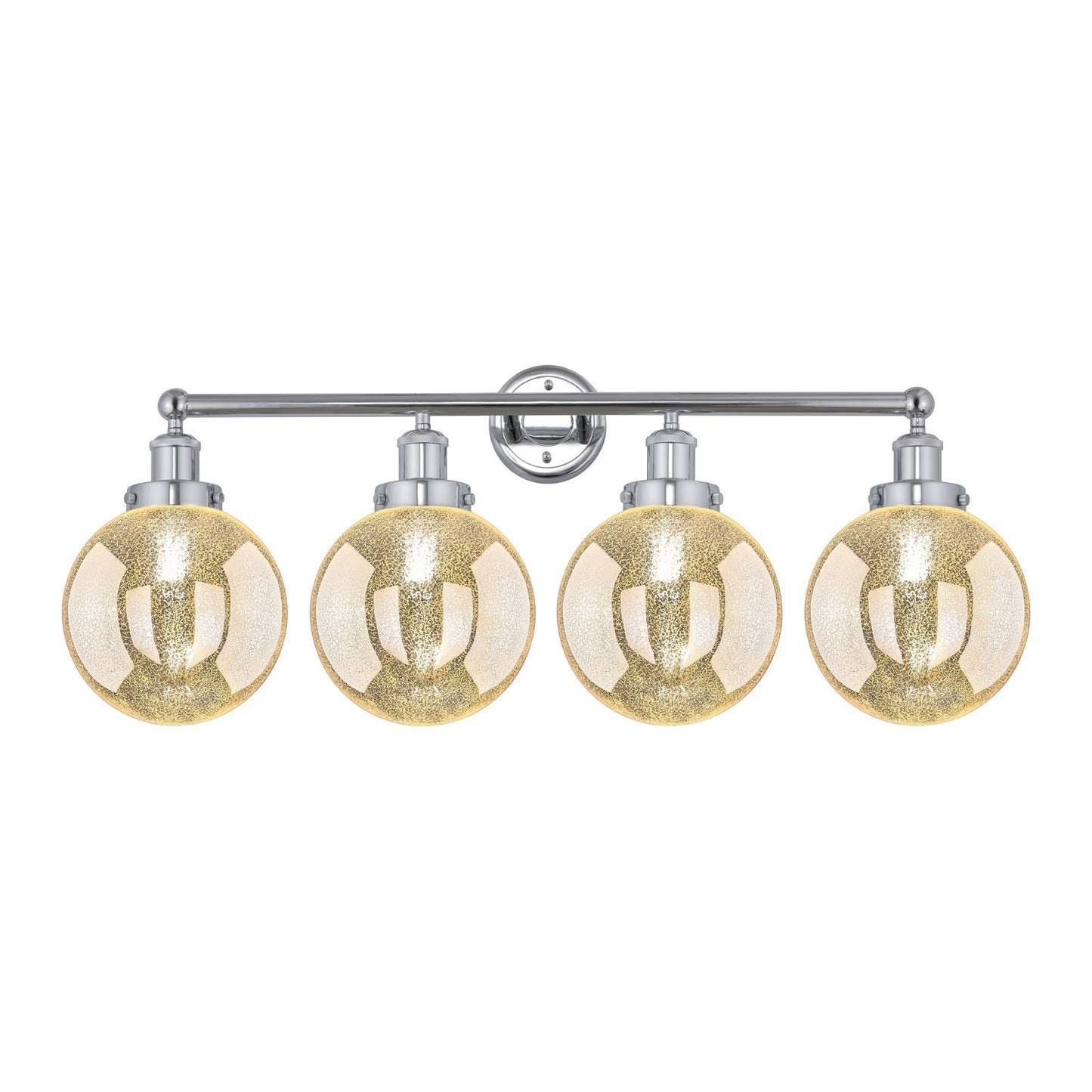 Innovations Beacon 35in 4-Light Bath Vanity Light | Art Nouveau Industrial Polished Chrome and Mercury Ribbed Glass | Bathroom | Model 616-4W-PC-G208-8
