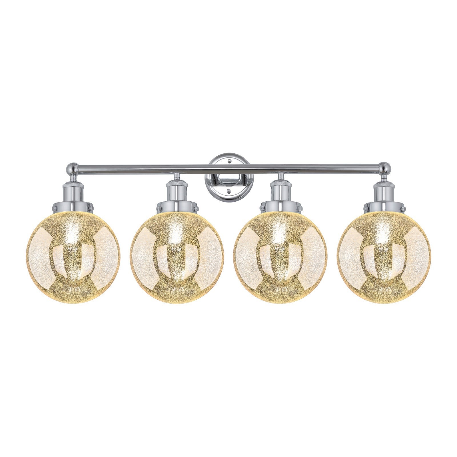 Innovations Beacon 35in 4-Light Bath Vanity Light | Art Nouveau Industrial Polished Chrome and Mercury Ribbed Glass | Bathroom | Model 616-4W-PC-G208-8