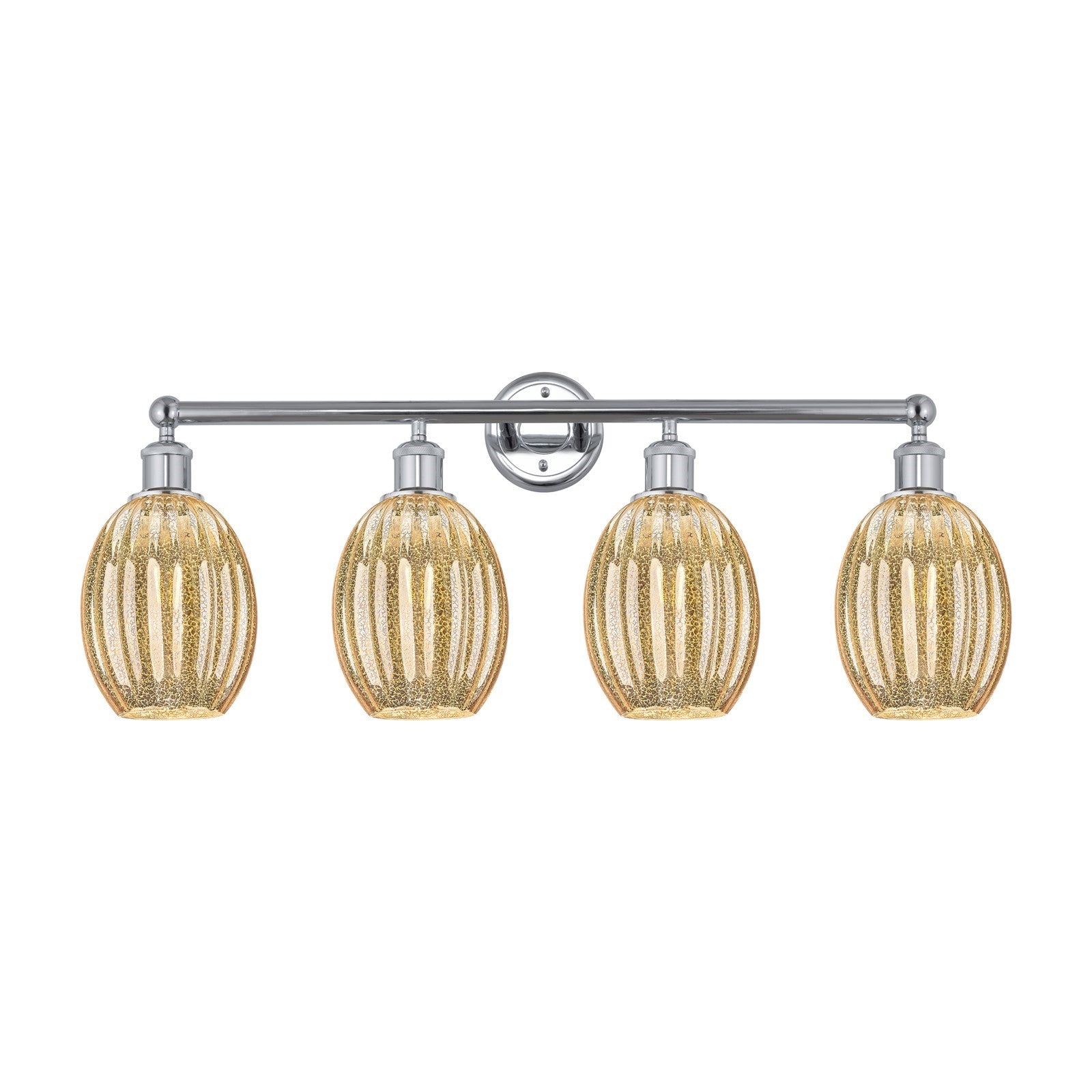 Innovations Preston Bulb 33in 4-Light Bath Vanity Light | Industrial Polished Chrome and Mercury Glass | Bathroom & Powder Room | Model 616-4W-PC-G459-6ME