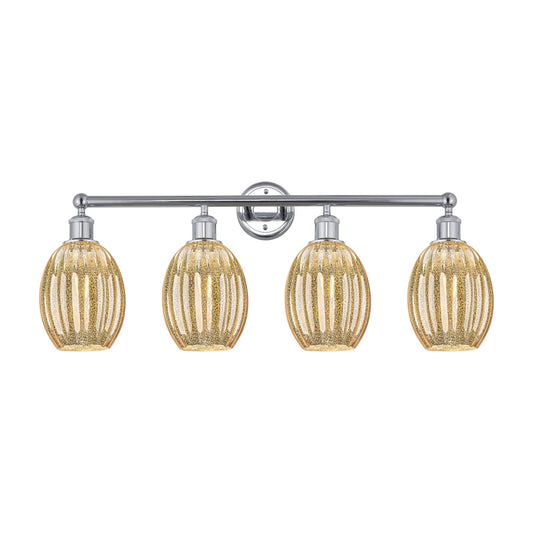 Innovations Preston Bulb 33in 4-Light Bath Vanity Light | Industrial Polished Chrome and Mercury Glass | Bathroom & Powder Room | Model 616-4W-PC-G459-6ME