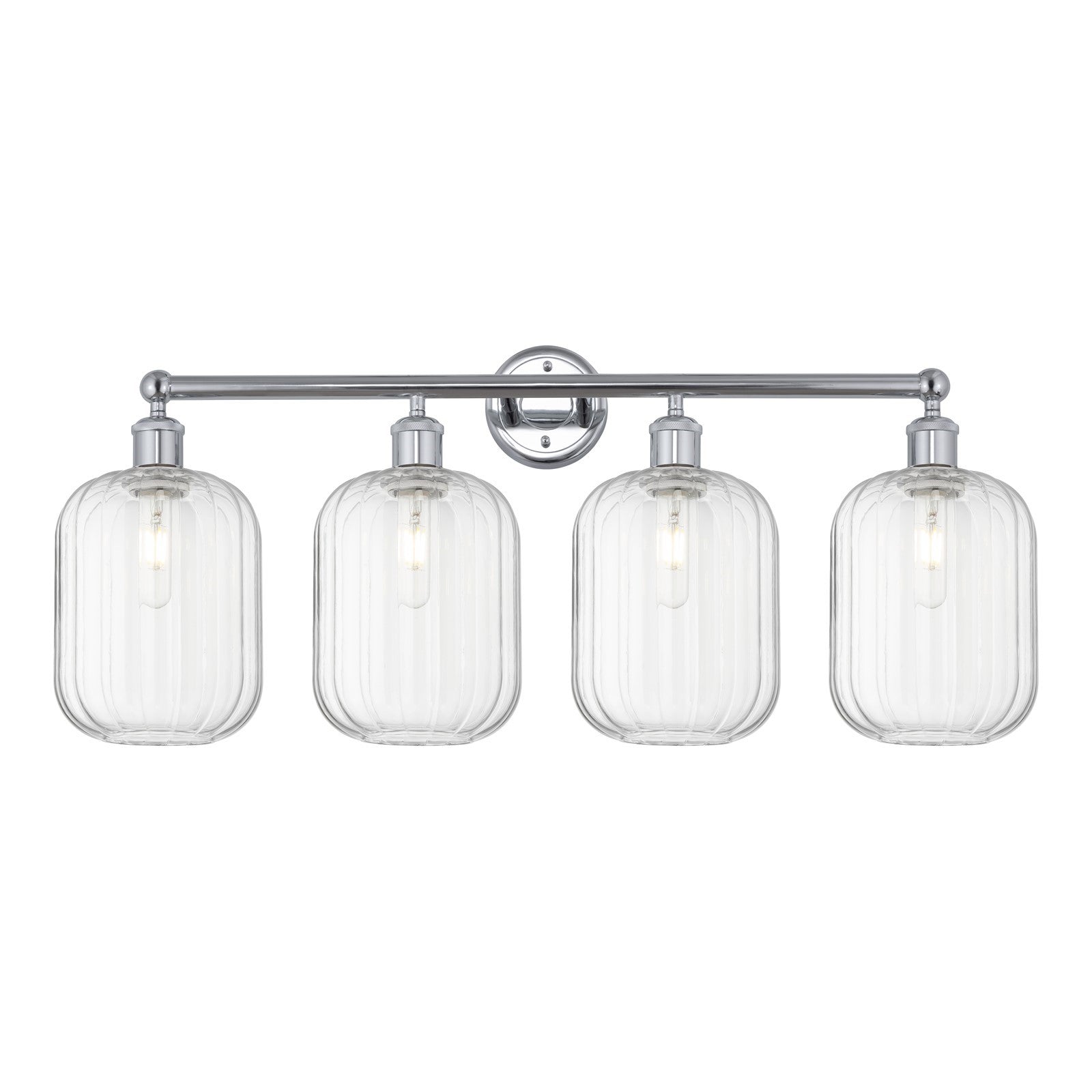 Innovations Preston Cylinder 34in 4-Light Bath Vanity | Industrial Polished Chrome and Clear Glass | Bathroom Vanity Light | Model 616-4W-PC-G460-7CL