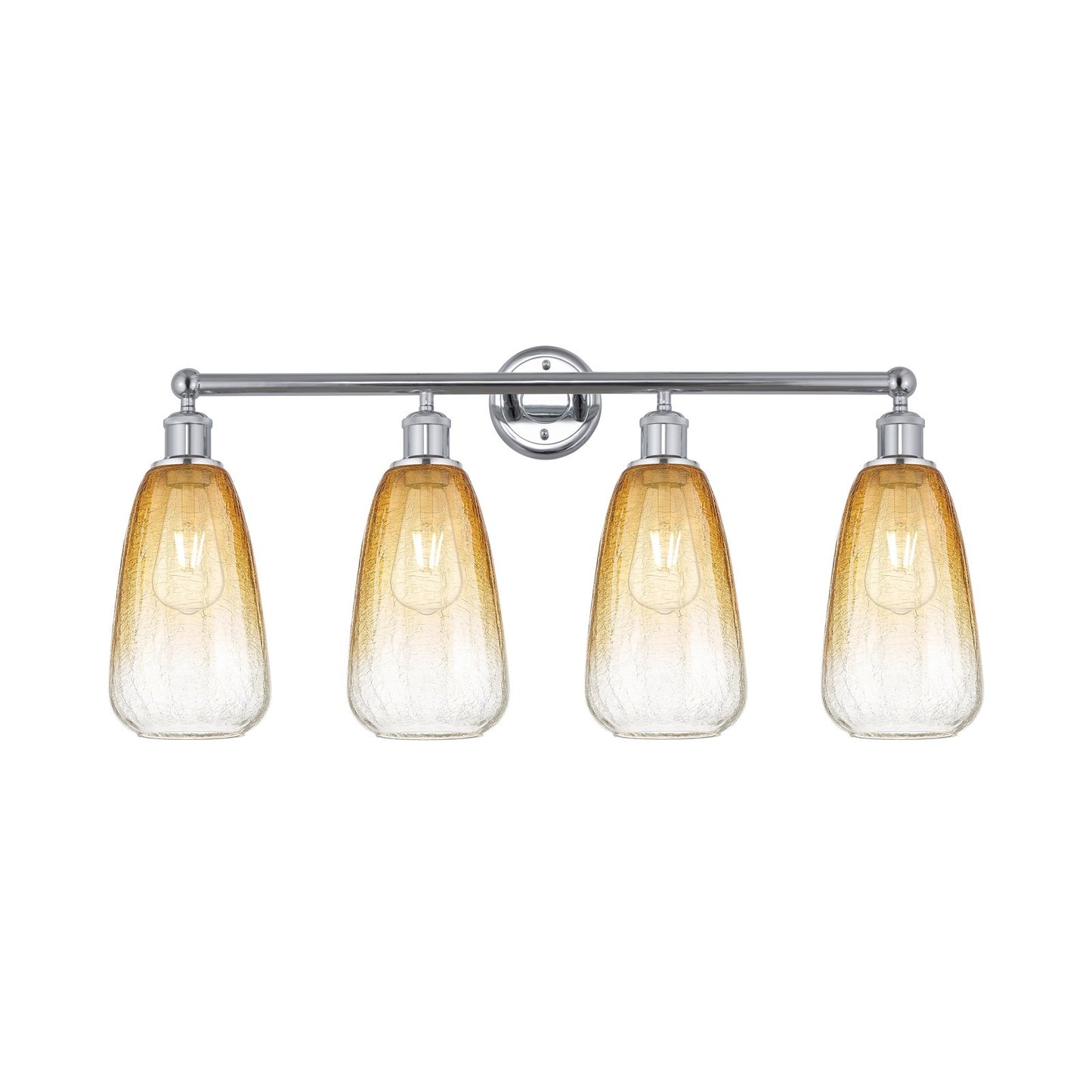 Innovations Brookhaven Almond 33in 4-Light Bath Vanity Light | Industrial Polished Chrome and Amber Glass | Bathroom Vanity | Model 616-4W-PC-G480-6AM