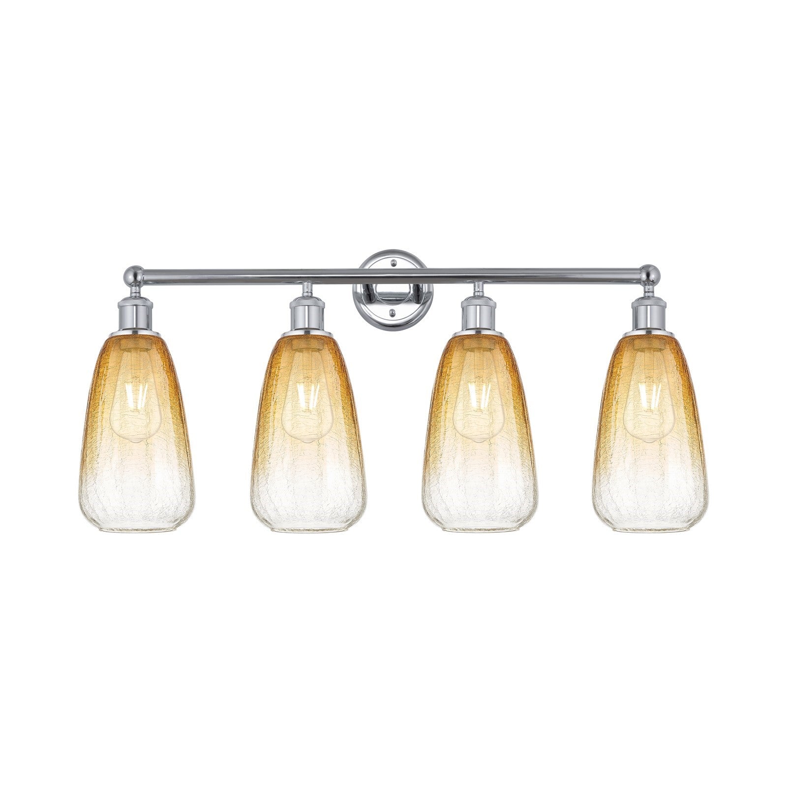 Innovations Brookhaven Almond 33in 4-Light Bath Vanity Light | Industrial Polished Chrome and Amber Glass | Bathroom Vanity | Model 616-4W-PC-G480-6AM