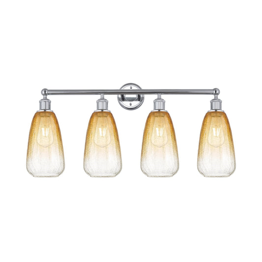 Innovations Brookhaven Almond 33in 4-Light Bath Vanity Light | Industrial Polished Chrome and Amber Glass | Bathroom Vanity | Model 616-4W-PC-G480-6AM