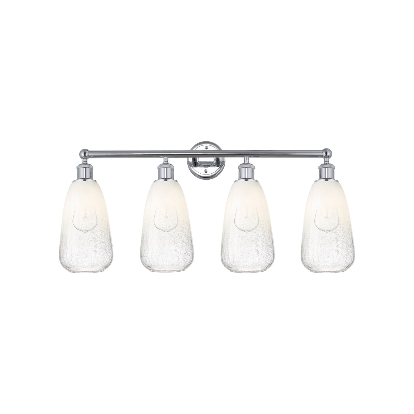 Innovations Brookhaven Almond 33in 4-Light Bath Vanity Light | Industrial Polished Chrome Steel and Opal Glass | Bathroom | Model 616-4W-PC-G480-6OP