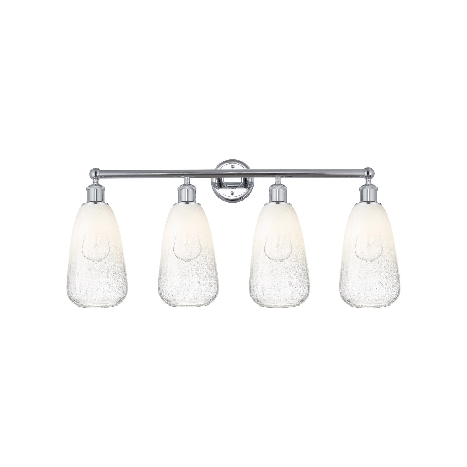 Innovations Brookhaven Almond 33in 4-Light Bath Vanity Light | Industrial Polished Chrome Steel and Opal Glass | Bathroom | Model 616-4W-PC-G480-6OP