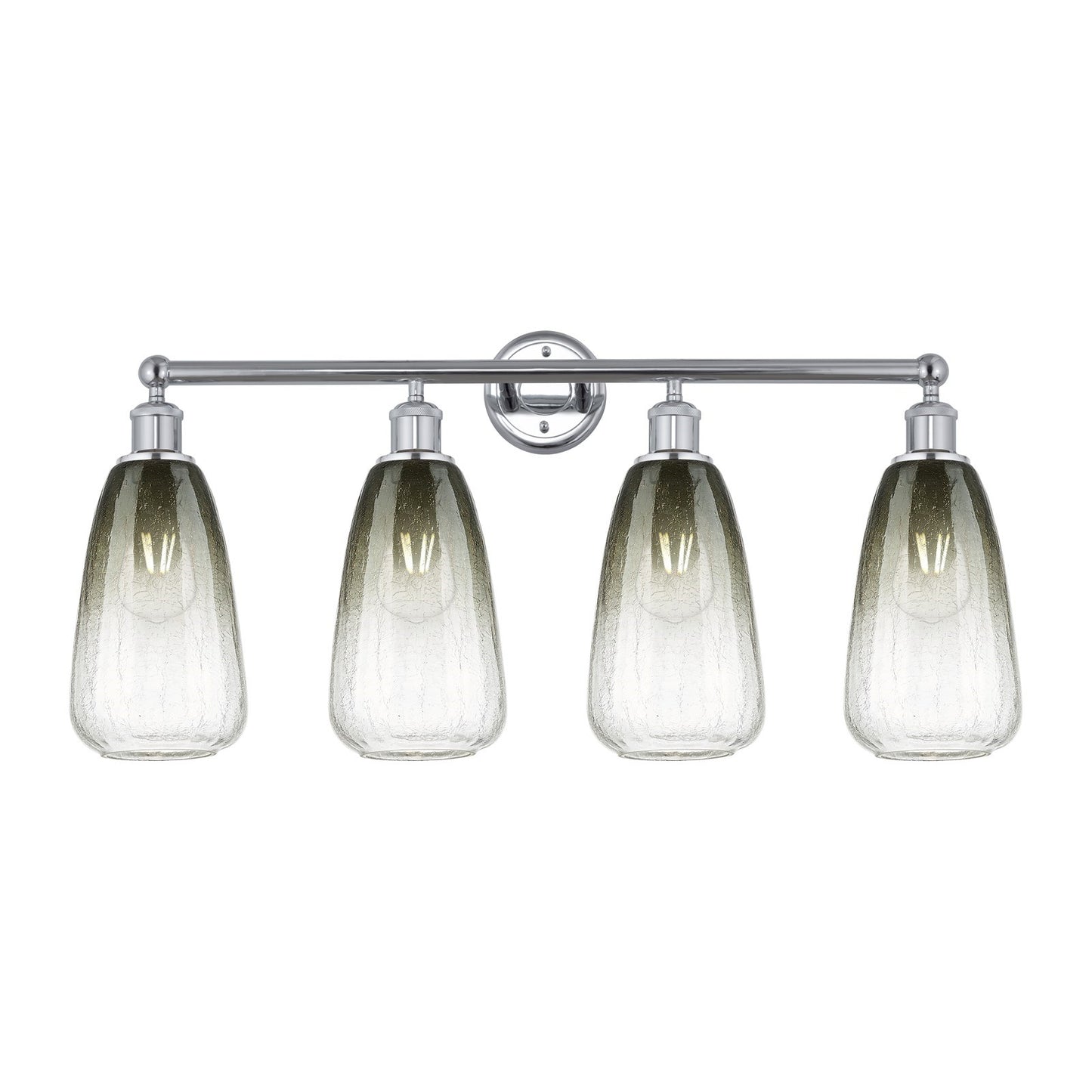 Innovations Brookhaven Almond 33in 4-Light Bath Vanity Light | Industrial Polished Chrome Steel and Slate Glass | Bathroom | Model 616-4W-PC-G480-6SL