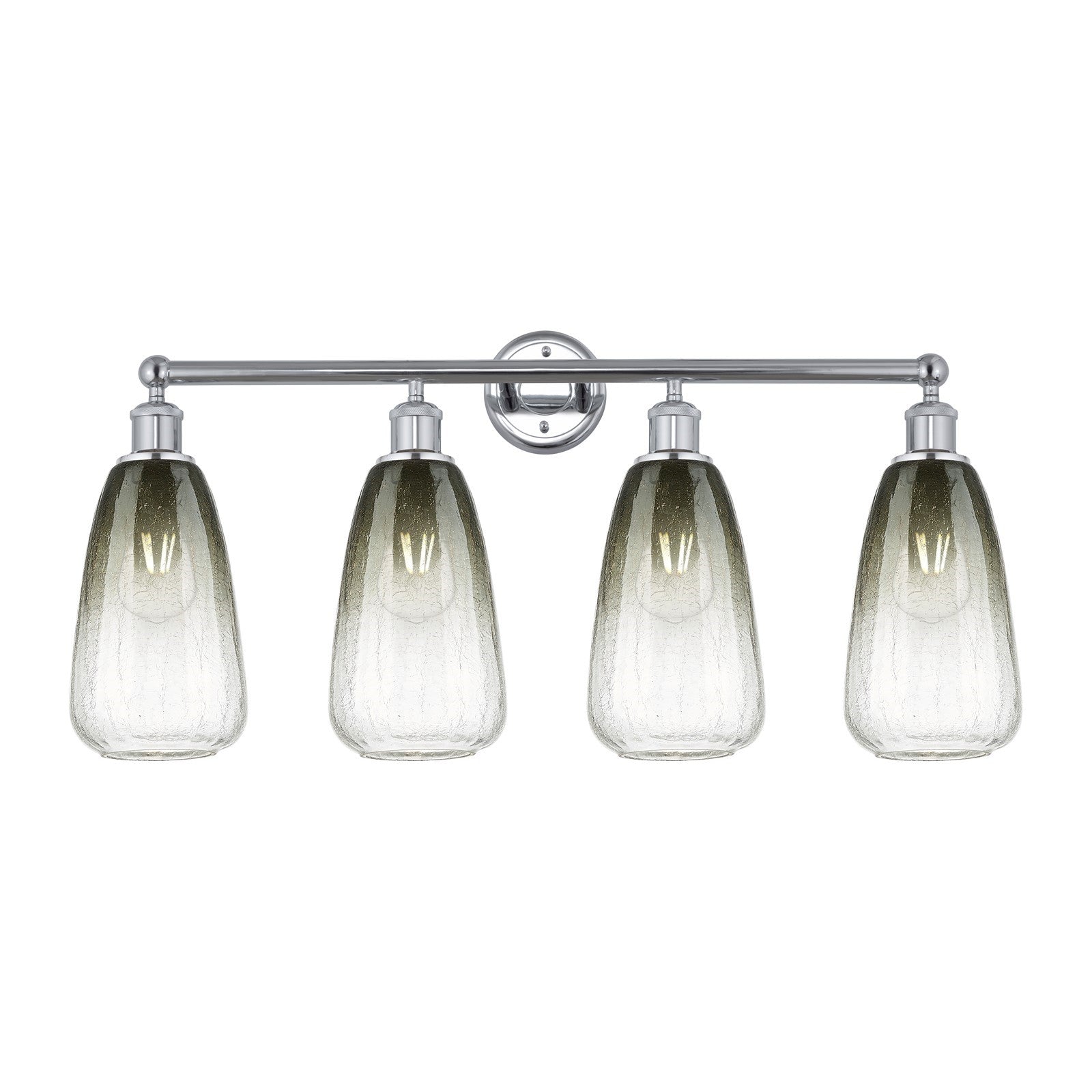 Innovations Brookhaven Almond 33in 4-Light Bath Vanity Light | Industrial Polished Chrome Steel and Slate Glass | Bathroom | Model 616-4W-PC-G480-6SL
