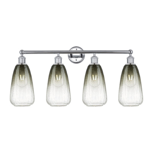 Innovations Brookhaven Almond 33in 4-Light Bath Vanity Light | Industrial Polished Chrome Steel and Slate Glass | Bathroom | Model 616-4W-PC-G480-6SL