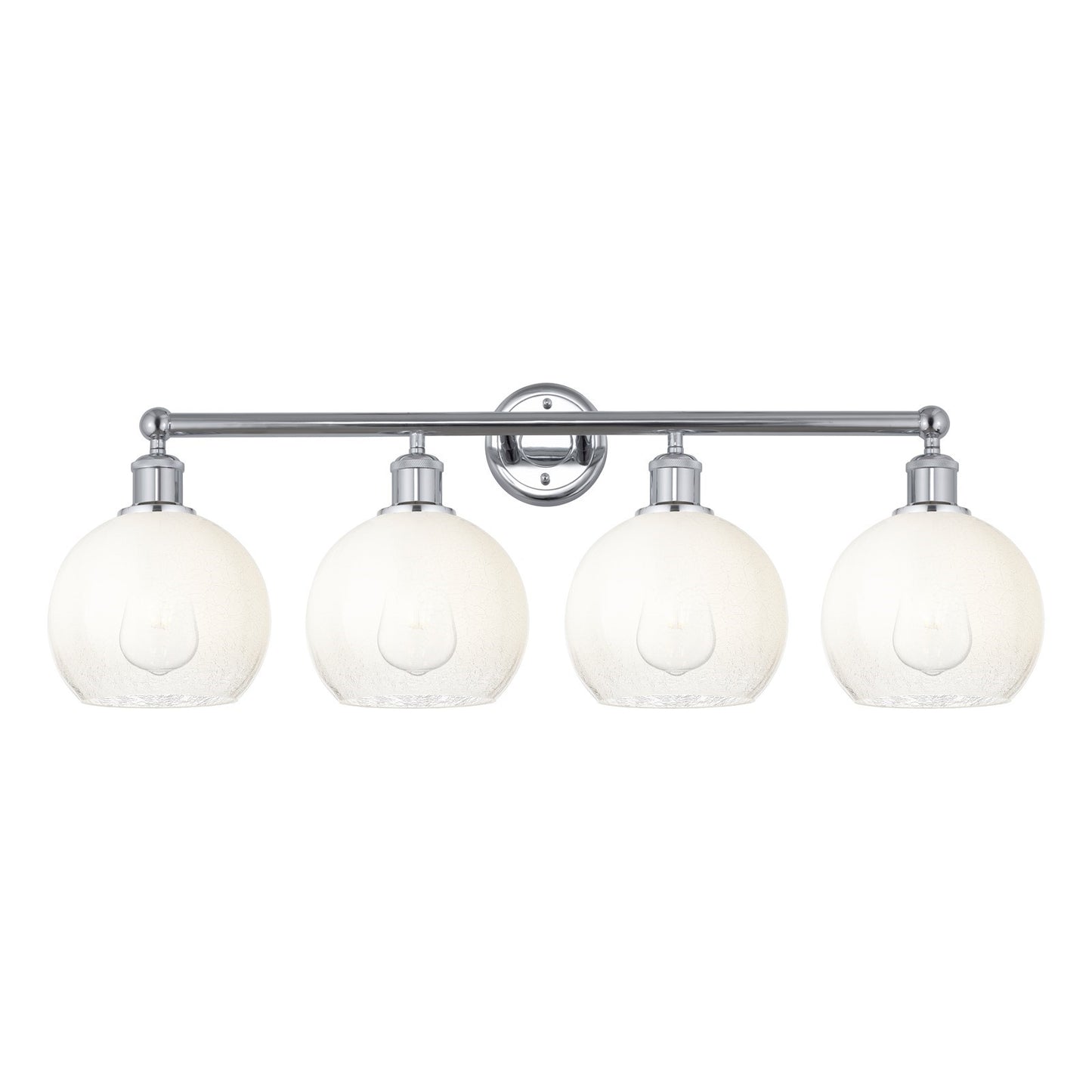 Innovations Brookhaven Globe 35in 4-Light Bath Vanity Light | Industrial Polished Chrome and Opal Glass | Bathroom Vanity | Model 616-4W-PC-G483-8OP
