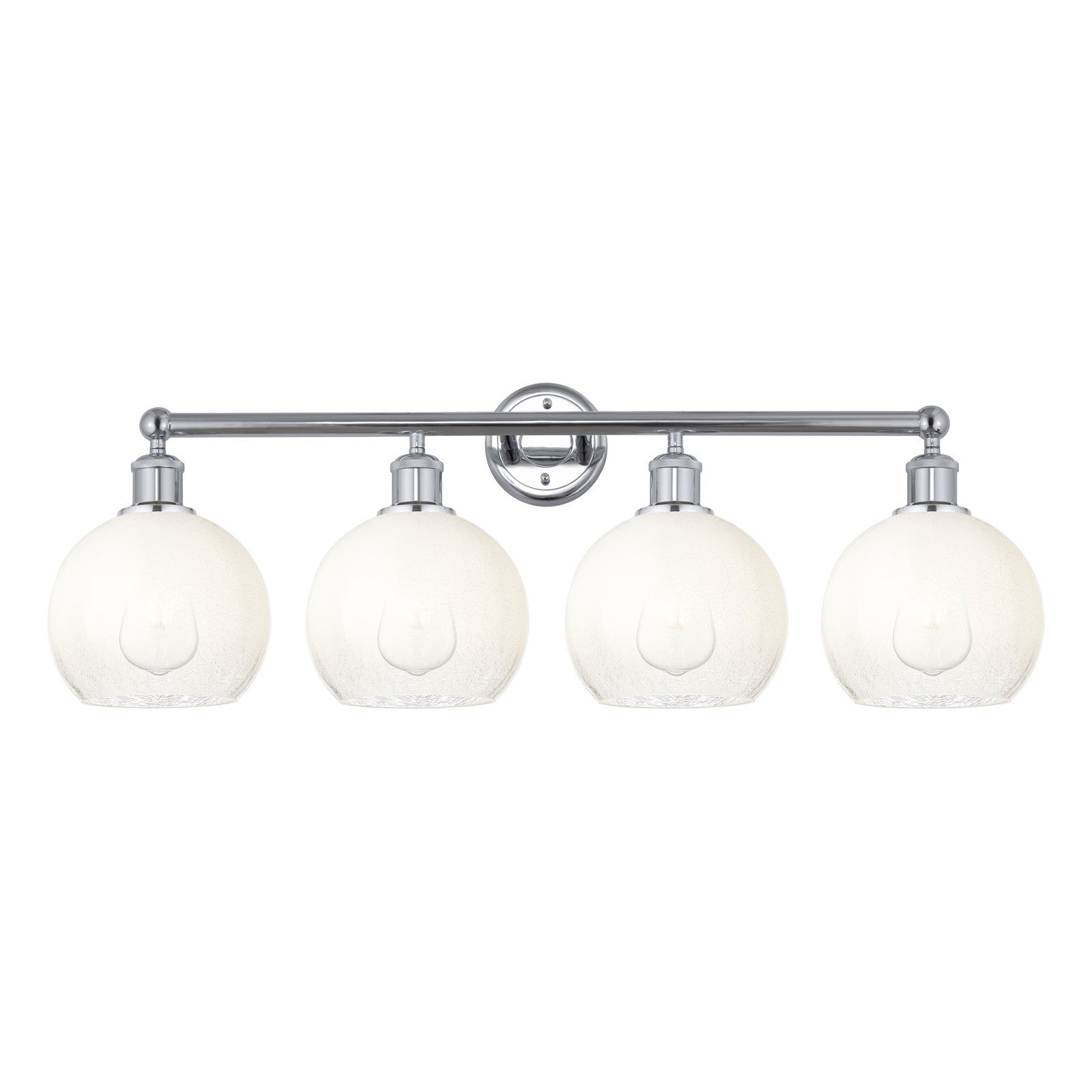 Innovations Brookhaven Globe 35in 4-Light Bath Vanity Light | Industrial Polished Chrome and Opal Glass | Bathroom Vanity | Model 616-4W-PC-G483-8OP