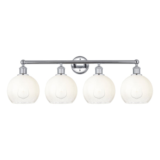 Innovations Brookhaven Globe 35in 4-Light Bath Vanity Light | Industrial Polished Chrome and Opal Glass | Bathroom Vanity | Model 616-4W-PC-G483-8OP