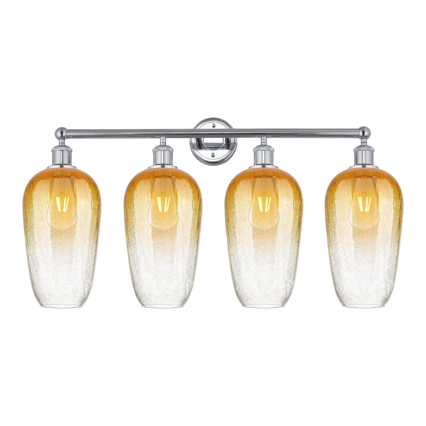 Innovations Brookhaven Flute 34in 4-Light Bath Vanity | Industrial Modern Contempo Polished Chrome and Amber Glass | Damp Rated | Model 616-4W-PC-G484-7AM