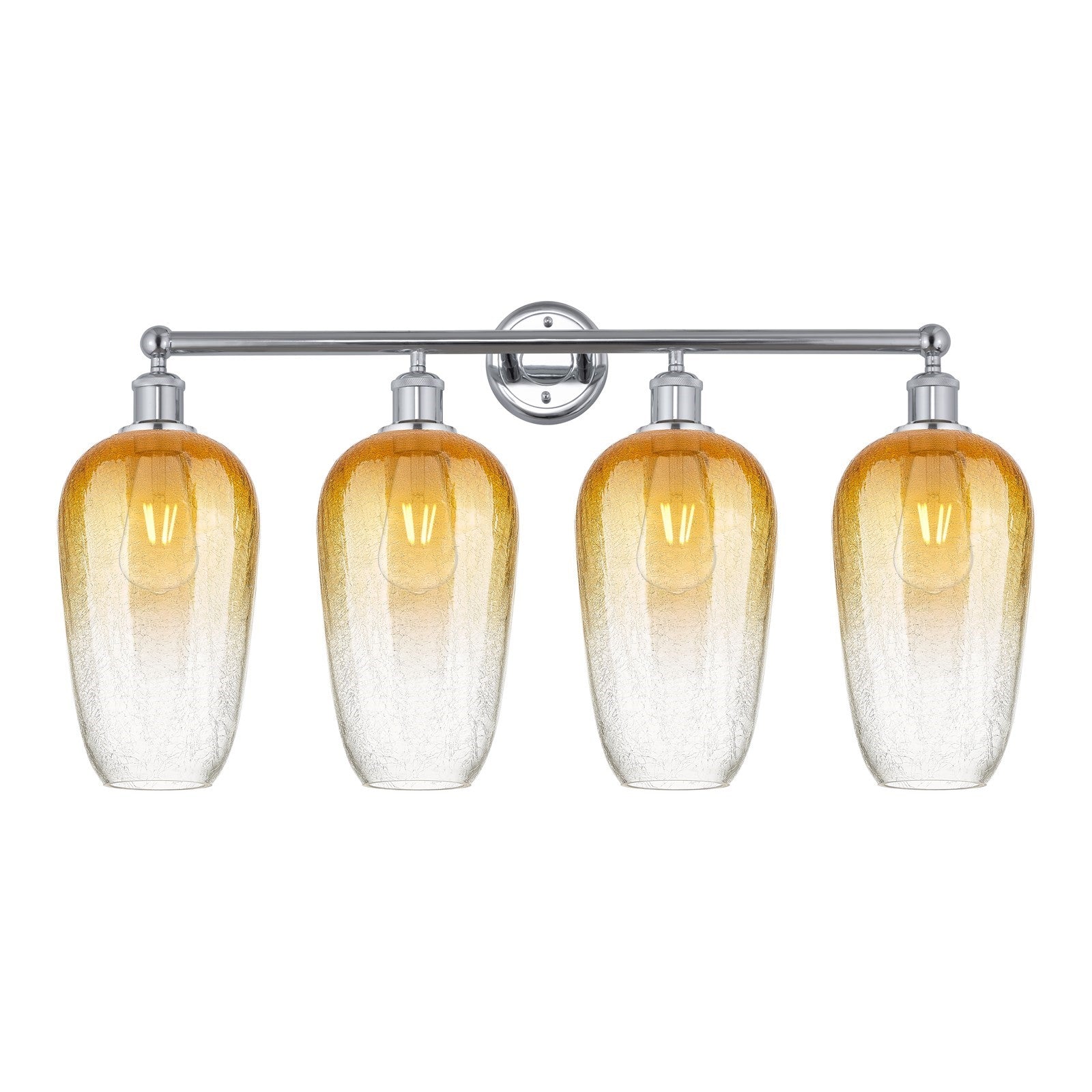 Innovations Brookhaven Flute 34in 4-Light Bath Vanity | Industrial Modern Contempo Polished Chrome and Amber Glass | Damp Rated | Model 616-4W-PC-G484-7AM
